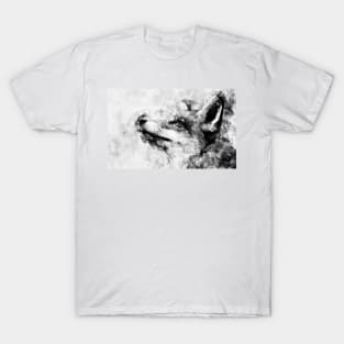 Red Fox Black and White Watercolor 01 T-Shirt